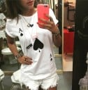Dam T-shirt med kortmotiv 1