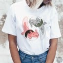 Vit T-shirt för kvinnor med tryck A1306 1