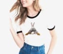 T-shirt dam med kanintryck B376 3