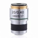 20x Objective with Silver Housing and Achromatic Correction for Biological Microscope with Aperture 0.40 and Conjugate Distance 185 mm 1