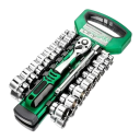 21 Piece Ratchet Spanner Set 3/8" CR-V Socket Heads and 72 Tooth Ratchet for Cars and Workshops Professional Tools in a Compact Holder 1