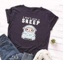 Dam T-shirt med fårtryck 10