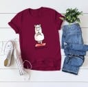 Dam T-shirt med fårtryck B383 1