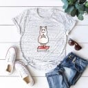 Dam T-shirt med fårtryck B383 5