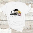 Dam T-shirt med pianotryck 1