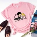 Dam T-shirt med pianotryck 6