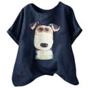 Dam T-shirt med hundtryck 4