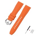 22 mm Watch Strap Rubber Silicone Strap with Rounded End for Swatch Omega Moonswatch Omega Speedmaster Seiko Waterproof Bracelet with Silver Buckle 7
