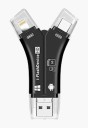 Kortläsare för SD- och Micro SD-kort 4 i 1 för telefon och dator Kontakter Lightning USB-C Micro USB och USB 3.0 Plast ABS 8,1 x 5,1 x 1,1 cm 2