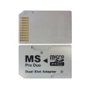 Adapter MS Pro Duo för två Micro SD- och Micro SDHC-kort Minneskortadapter för enheter med MS Pro Duo-slot Numrerade platser Plast 2