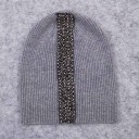 Dam beanie mössa med vertikal rand av pärlbroderi Ribbad stretchstickning av bomull och ull Huvudomfång 50 till 60 cm 3
