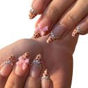 24-delige set kunstnagels Amandelvorm Luipaardpatroon 3D strikjes en steentjes Verschillende maten Lijm en vijl in verpakking 1