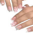 24 pcs Ongles en acrylique français durables Forme carrée Conseils élégants DIY pour femmes et filles Manucure à domicile et professionnelle 1