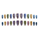 24 pezzi unghie artificiali 12 misure 25,6–18,3 mm Forma a mandorla Motivi colorati Superficie lucida Set con colla e strumento per la rifinitura 3