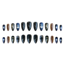 24 pièces d'ongles artificiels 25,6–18,3 mm Ongles en amande brillants avec motifs dessinés 12 tailles Kit avec colle 4