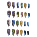 24 piezas de uñas artificiales 12 tamaños 25,6–18,3 mm Forma de almendra Patrones de colores Superficie brillante Set con pegamento y herramienta 2