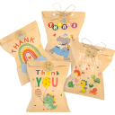 24 Retro Kraft Gift Bags 13 x 18 cm for Birthdays with Floral Designs and Thank You Stickers 3.5 cm Party Sweets Biscuits 2