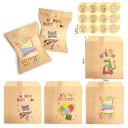 24 Retro Kraft Gift Bags 13 x 18 cm with Birthday Floral Designs and 24 Stickers 3.5 cm Party Candy Packaging 4