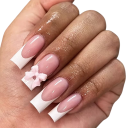 24 stk. Firkantede lange kunstige negle med fransk manicure Elegante tips med fil og lim til hjemme- og salonmanicure 1