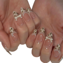 24 stk. franske kunstige negle Mandelform 3D sløjfer Leopardmønster Komplette tips 12 størrelser Manicure sæt 1