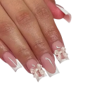 24 Stück Künstliche Nägel mit französischer Maniküre Quadratform Verziert mit Schleifen und Strasssteinen Acryl 12 Größen Für den Heim- und Profieinsatz 1