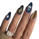 24 stuks nepvalse nagels 25,6–18,3 mm Amandelvormige glanzende nagels met tekeningen 12 maten Set met lijm 3