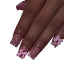 24 unghii false Formă pătrată 3D fundițe și pietricele Design elegant 12 dimensiuni Set cu adeziv și pilă pentru manichiură acasă 1