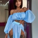 Dámský crop top a sukně P3291 7