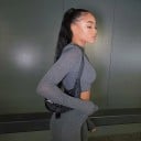 Dámský crop top s dlouhým rukávem a legíny B872 4