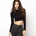 Dámský crop top s dlouhými rukávy A1354 2
