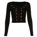 Dámský černý crop top s knoflíky 1
