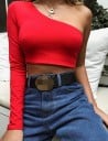 Dámský crop top s odhaleným ramenem A351 2