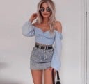 Dámský crop top s odhalenými rameny modrý 1