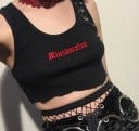 Dámský černý crop top s potiskem A1096 1