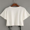 Biały crop top damski ze sznurowadłami 4
