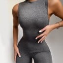 Elastisk ärmlös jumpsuit för kvinnor 4