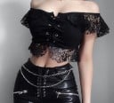 Dámský gotický crop top s krajkou 1