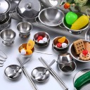 25 pcs Children's Kitchen Utensil Set Stainless Steel Cookware for Kids Play Kitchen Set Cooking Toy with Pots Pans and Accessories 2