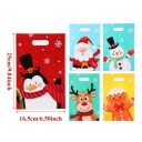 25 pcs Sacs cadeaux avec motifs de Noël pour enfants 25 x 16,5 cm Sacs en plastique avec poignées pour petits cadeaux et friandises Emballage de Noël joyeux 2