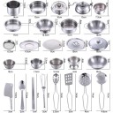 25 pièces Ensemble d'ustensiles de cuisine pour enfants Vaisselle en acier inoxydable pour enfants Ensemble de cuisine de jeu Jouet de cuisine 5