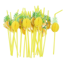 25 stuks Hawaiiaanse ananas rietjes voor drinken Herbruikbare plastic rietjes met decoratie Tropisch Strandfeest Bruiloft Zwembad Zomerfeest 1