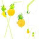 25 stuks Hawaiiaanse ananas rietjes voor drinken Herbruikbare plastic rietjes met decoratie Tropisch Strandfeest Bruiloft Zwembad Zomerfeest 3