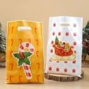 25 sztuk Torebek prezentowych z motywami świątecznymi 25 x 16,5 cm Plastikowe torby z uchwytami na drobne prezenty świąteczne i słodycze Solidne 4