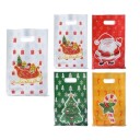 25 unidades de Bolsas de Regalo con Motivos Navideños 25 x 16,5 cm Bolsas de Plástico con Asas para Pequeños Regalos Navideños y Dulces Embalaje Fuerte y Resistente 1