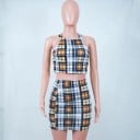 Dámský kostkovaný crop top a sukně B1281 1