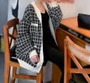 Suéter de cuadros con botones para mujer 1