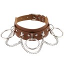 Läderhalsband för kvinnor med cirklar och kedja 4