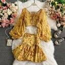 Dámský květovaný crop top a sukně B1120 6