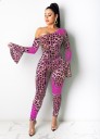 Leopard jumpsuit för kvinnor med långa ärmar B863 2