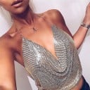 Dámský metalický crop top s velkým výstřihem 2
